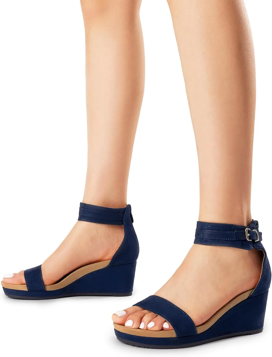 DREAM PAIRS Women's Open Toe Buckle Ankle Strap Platform Wedge Sandals Summer Shoes.