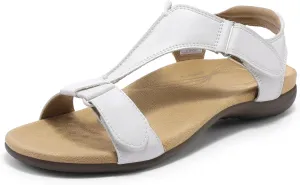 DREAM PAIRS Womens Sandals Arch Support T-Strap Orthopedic Flat Sandals Comfortable Summer Shoes