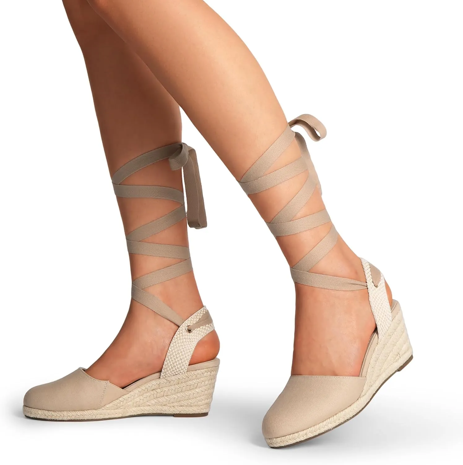 DREAM PAIRS Women's Wedge Sandals Platform Close Toe Espadrilles Strappy Lace Up Sandals Cute Fashion Comfortable Dressy Beach Vocation Summer Shoes