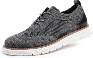 Dress Shoes for Men Sporty Oxfords Dress Sneakers Comfortable Brogue Wingtip Business Casual Shoes, Non Slip Rubber EVA Outsole