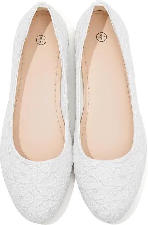Dress Shoes for Women Round Toe Flats Shoes Lace Ballet Flats Dressy Comfortable Foldable Flats Low Heel