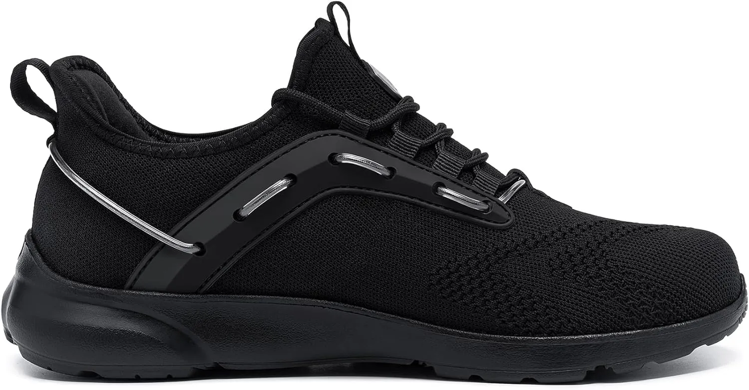 DYKHMILY Steel Toe Sneakers for Men Wide Air Cushion Work Shoes Puncture Proof Lightweight Safety Sneakers Slip Resistant Steel Toe Tennis Shoes
