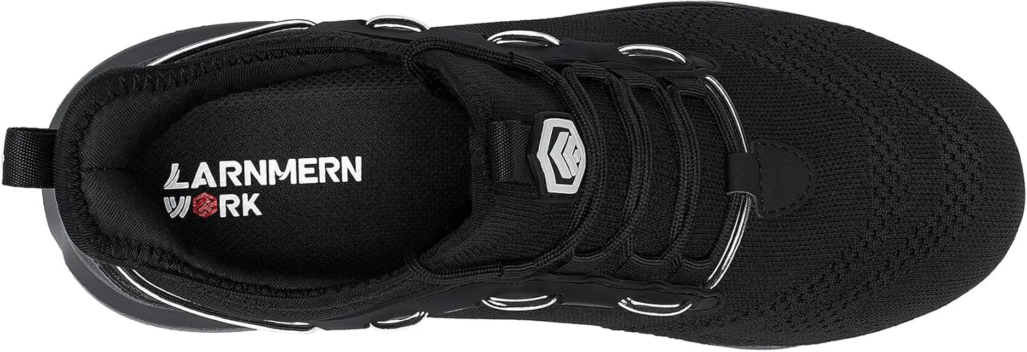 DYKHMILY Steel Toe Sneakers for Men Wide Air Cushion Work Shoes Puncture Proof Lightweight Safety Sneakers Slip Resistant Steel Toe Tennis Shoes