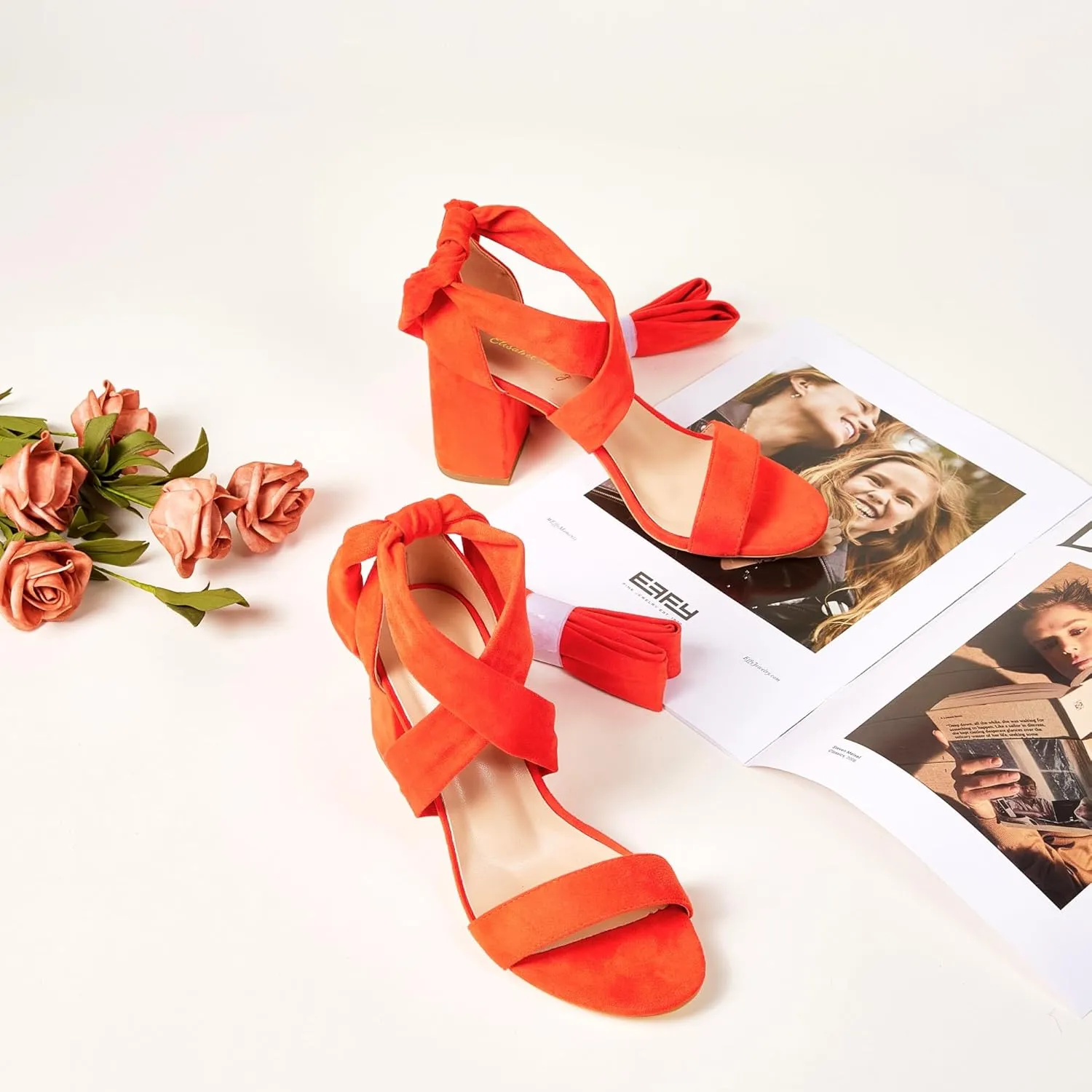 Elisabet Tang Women's Sandals Chunky Heels Lace Up Block Heels Open Toe Crisscross Strappy sandals Heel Sandals Fashsion Casual Prom Shoes For Women