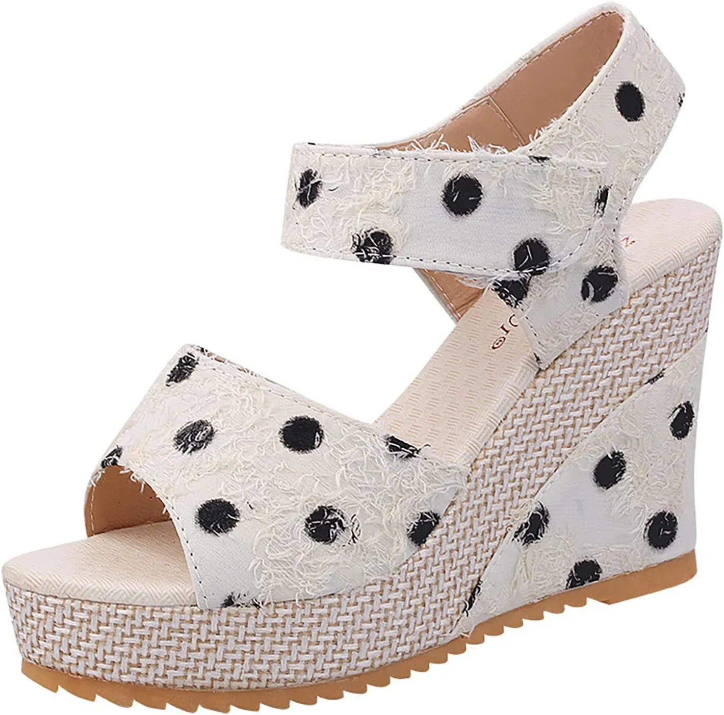 Espadrilles Wedge Sandals for Women, Womens Open Toe Wedges Heels Sandals Tie Lace Up Platform Ankle Strap Dressy Summer Dress Shoes (e-White, 7)