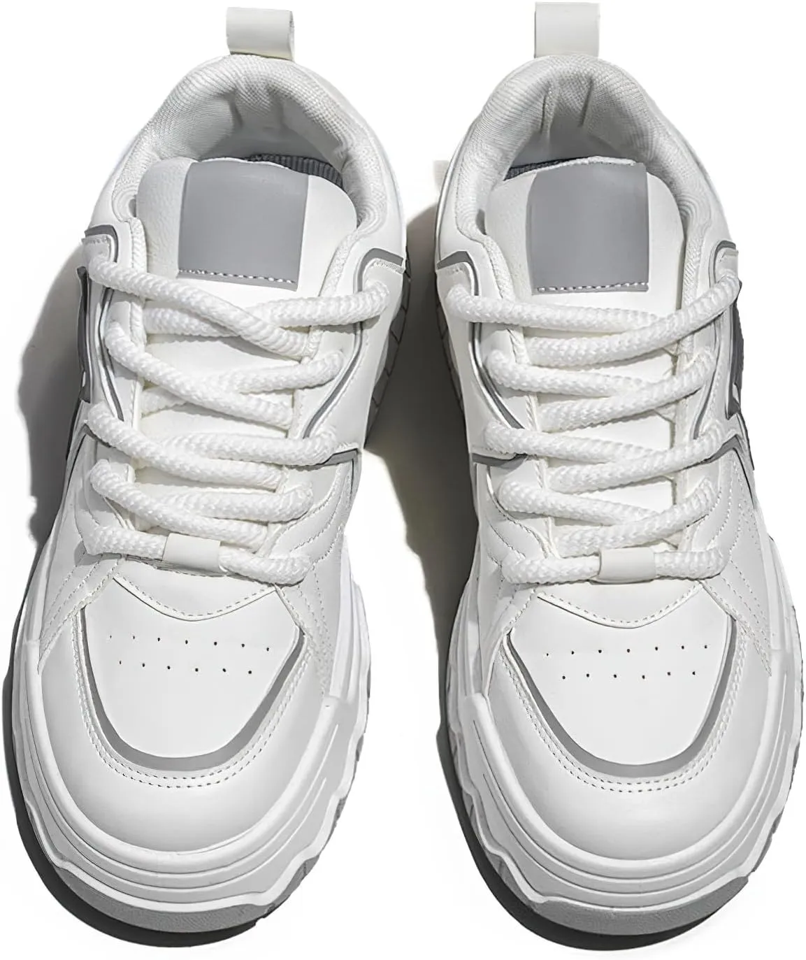 Exusiai Men Chunky Sneakers Fashion Star Y2K Shoes Platform Dad Shoes Comfortable White&Black Loafers