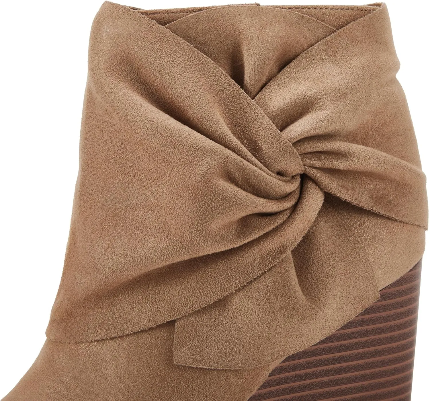 Fashare Womens Wedge Booties Ankle Heels Boots Bow Knot Stacked Heeled Winter Dress Shoes