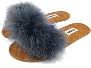 FAYUEKEY Comfy Slippers for Women Open Toe Sexy Fluffy Furry Soft Cute Slides Indoor Outdoor Flats Shoes