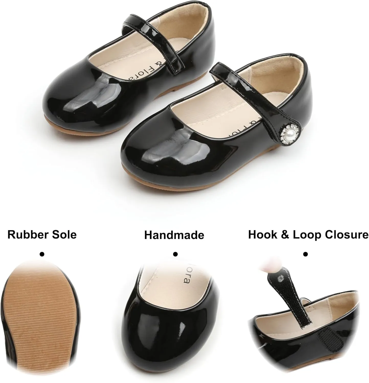 Felix & Flora Girls Toddler Little Ballet Shoes - Flower Girls Mary Jane Flats Dress Shoes Party Wedding