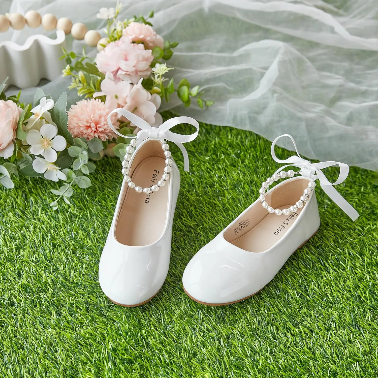 Felix & Flora Girls Toddler Little Ballet Shoes - Flower Girls Mary Jane Flats Dress Shoes Party Wedding
