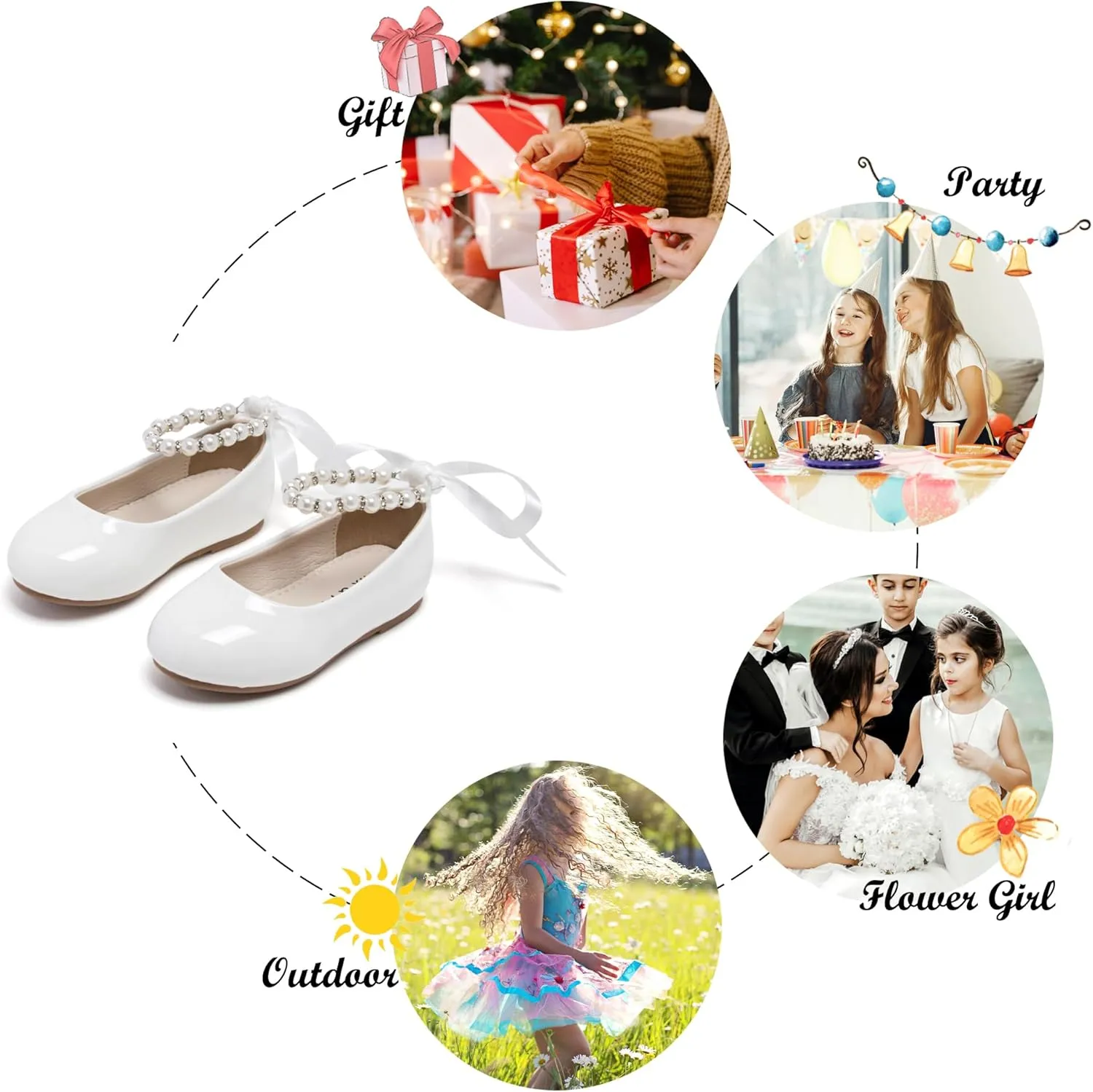 Felix & Flora Girls Toddler Little Ballet Shoes - Flower Girls Mary Jane Flats Dress Shoes Party Wedding