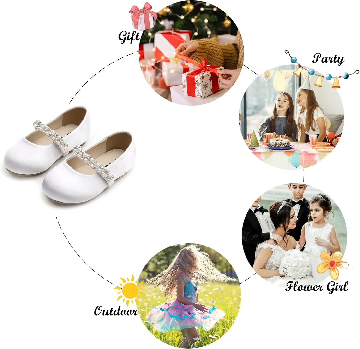Felix & Flora Girls Toddler Little Ballet Shoes - Flower Girls Mary Jane Flats Dress Shoes Party Wedding
