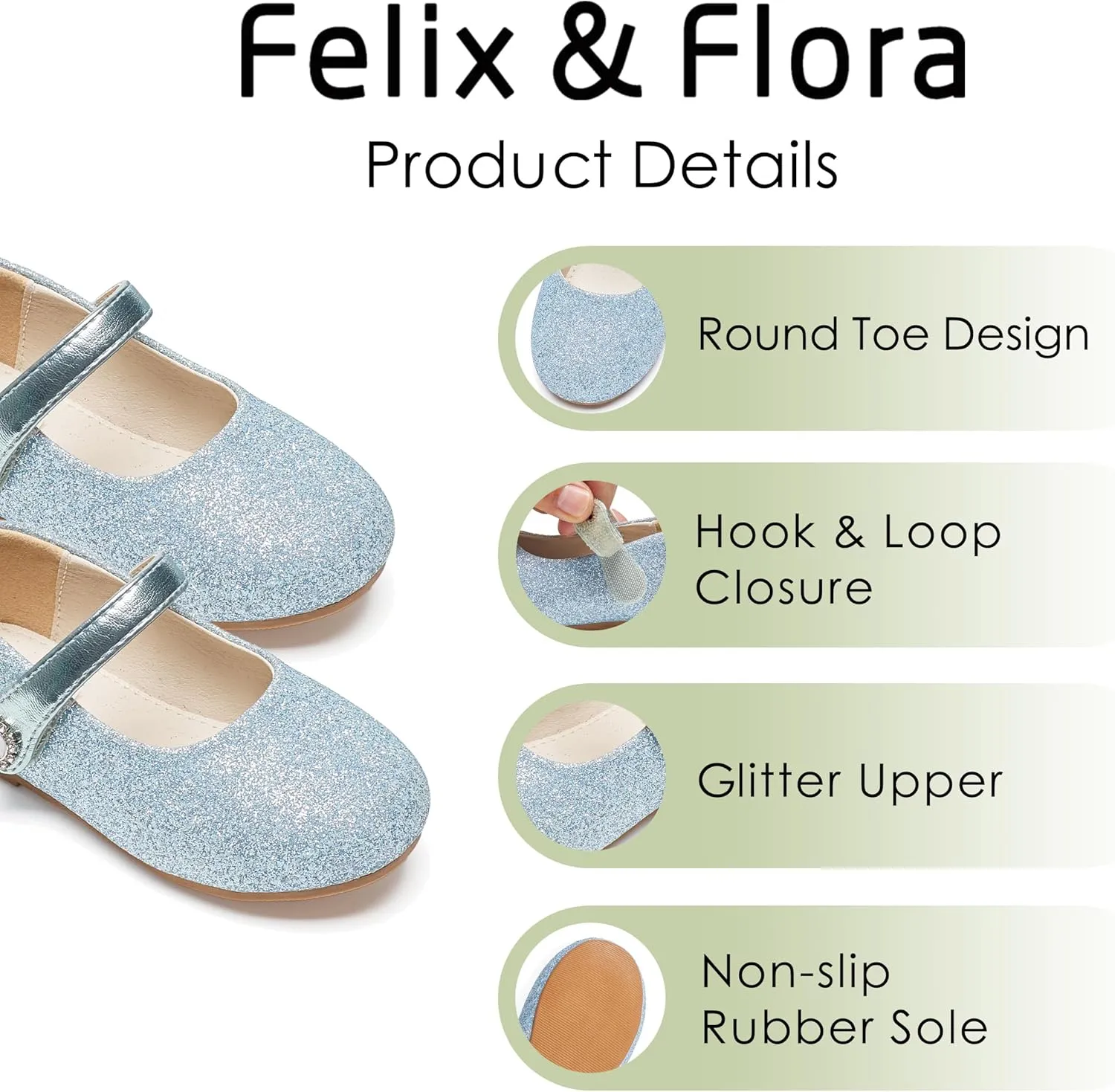 Felix & Flora Girls Toddler Little Ballet Shoes - Flower Girls Mary Jane Flats Dress Shoes Party Wedding