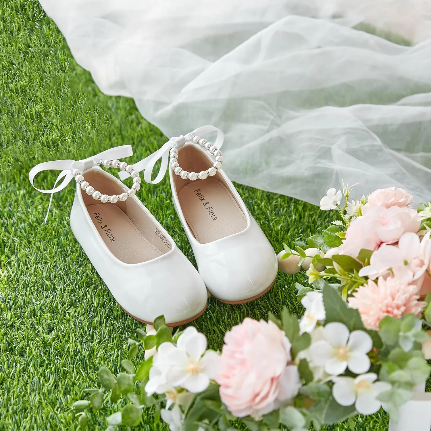 Felix & Flora Girls Toddler Little Ballet Shoes - Flower Girls Mary Jane Flats Dress Shoes Party Wedding