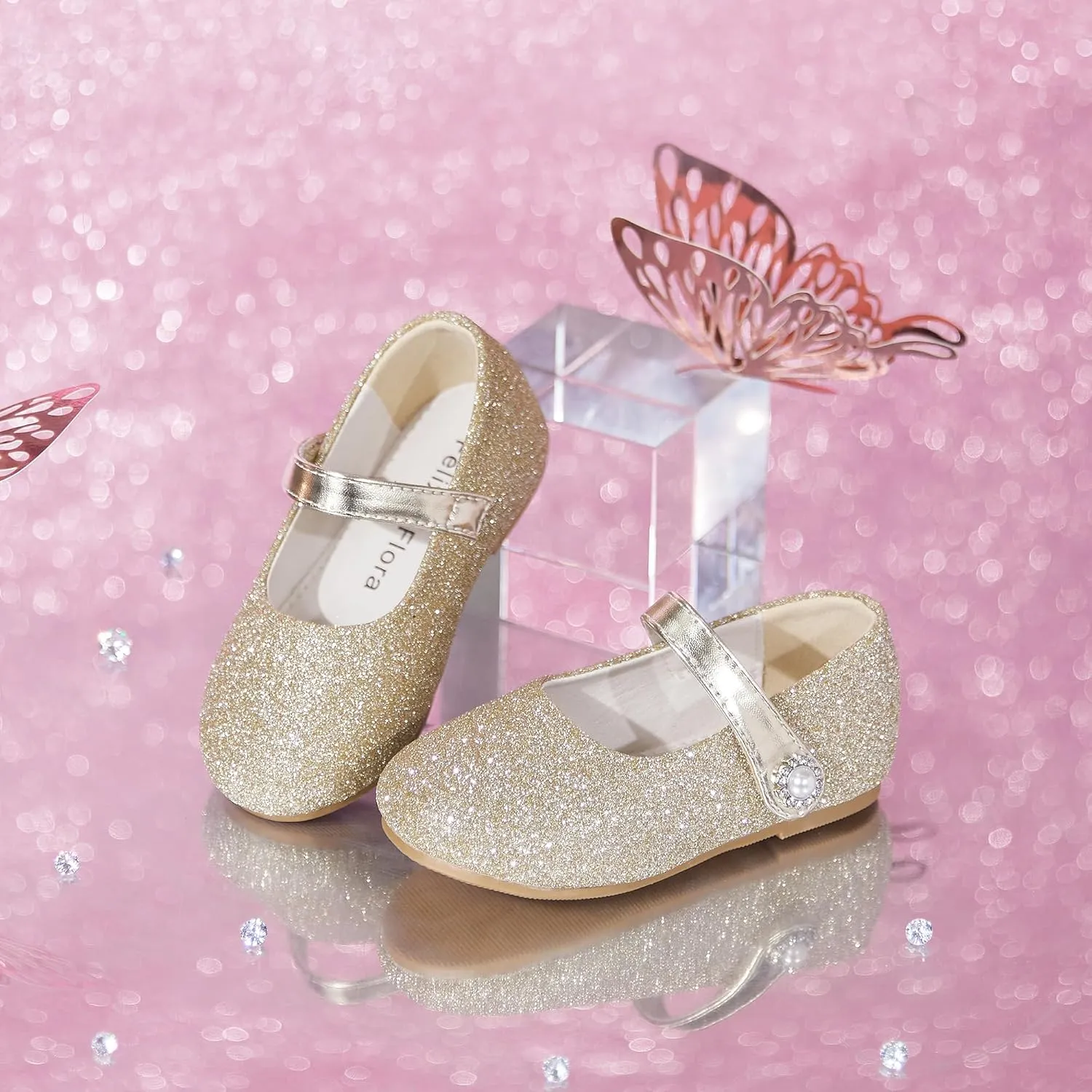 Felix & Flora Girls Toddler Little Ballet Shoes - Flower Girls Mary Jane Flats Dress Shoes Party Wedding