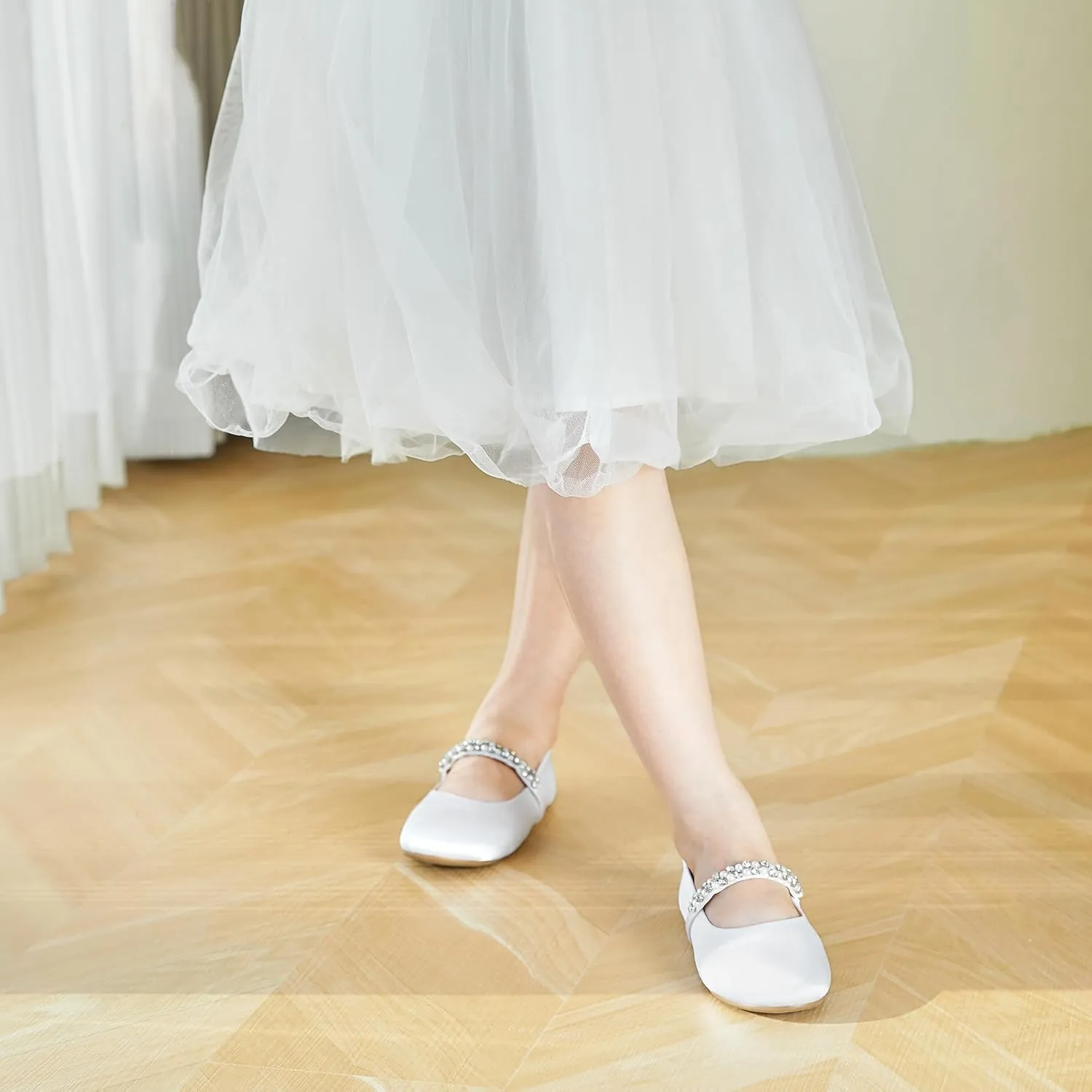 Felix & Flora Girls Toddler Little Ballet Shoes - Flower Girls Mary Jane Flats Dress Shoes Party Wedding