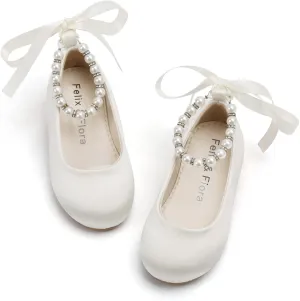 Felix & Flora Girls Toddler Little Ballet Shoes - Flower Girls Mary Jane Flats Dress Shoes Party Wedding