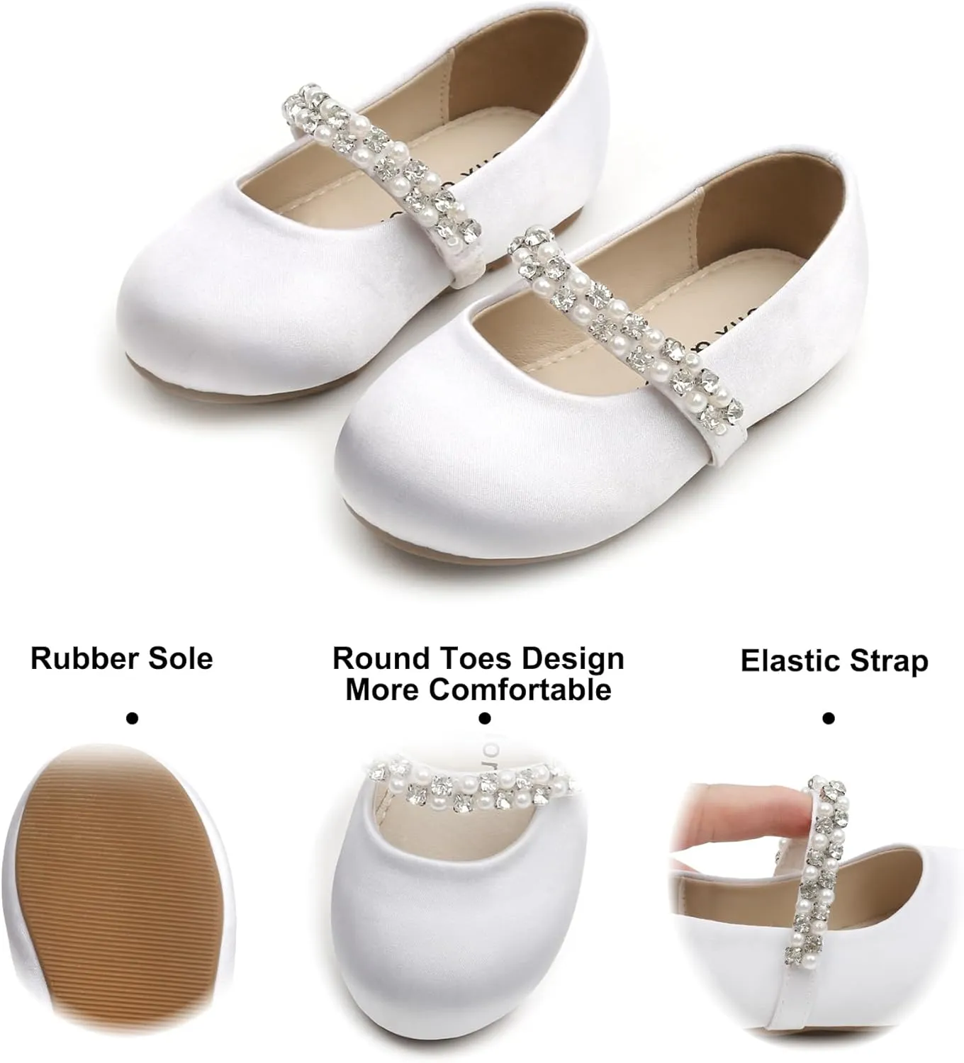 Felix & Flora Girls Toddler Little Ballet Shoes - Flower Girls Mary Jane Flats Dress Shoes Party Wedding