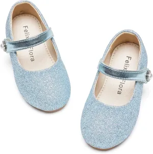 Felix & Flora Girls Toddler Little Ballet Shoes - Flower Girls Mary Jane Flats Dress Shoes Party Wedding