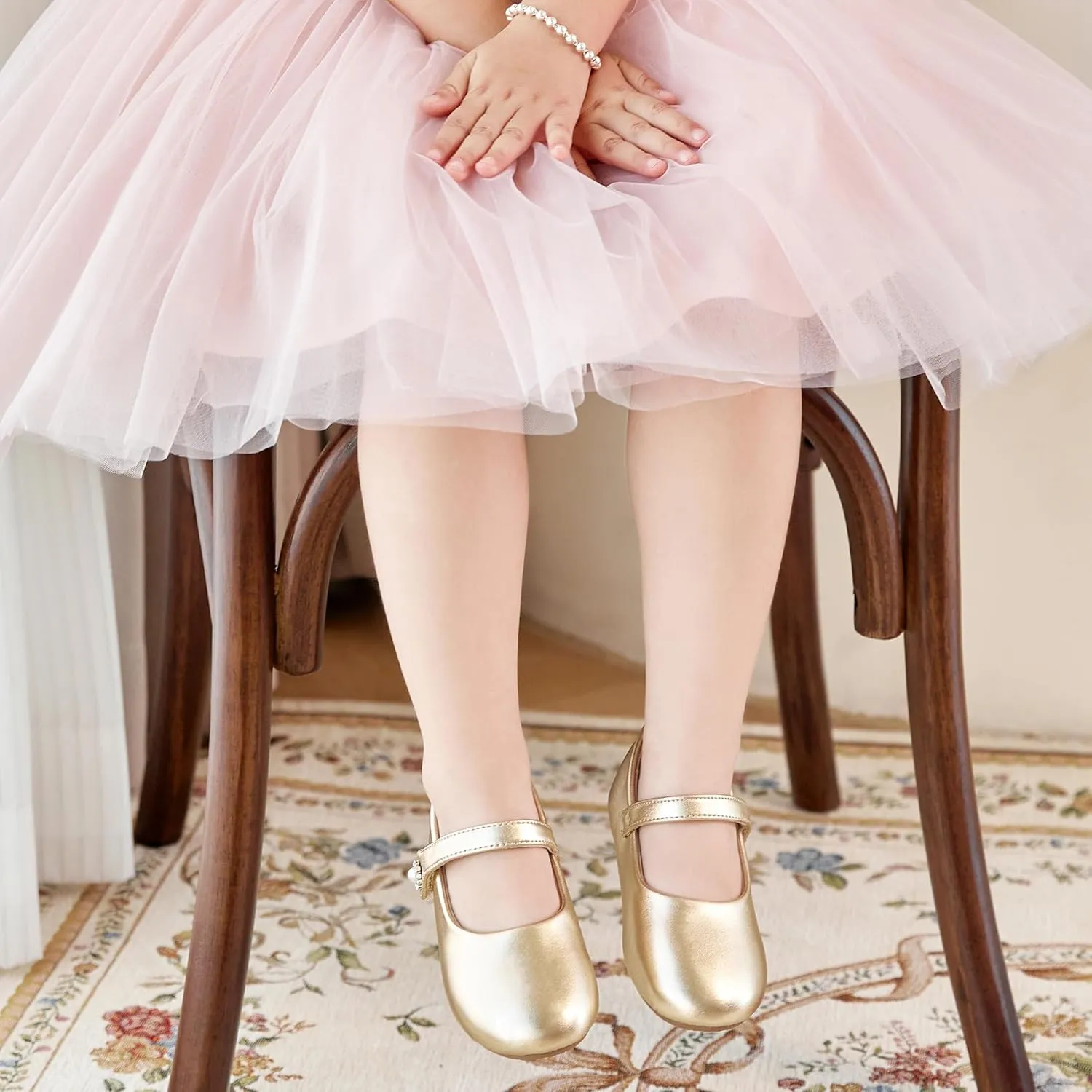 Felix & Flora Girls Toddler Little Ballet Shoes - Flower Girls Mary Jane Flats Dress Shoes Party Wedding