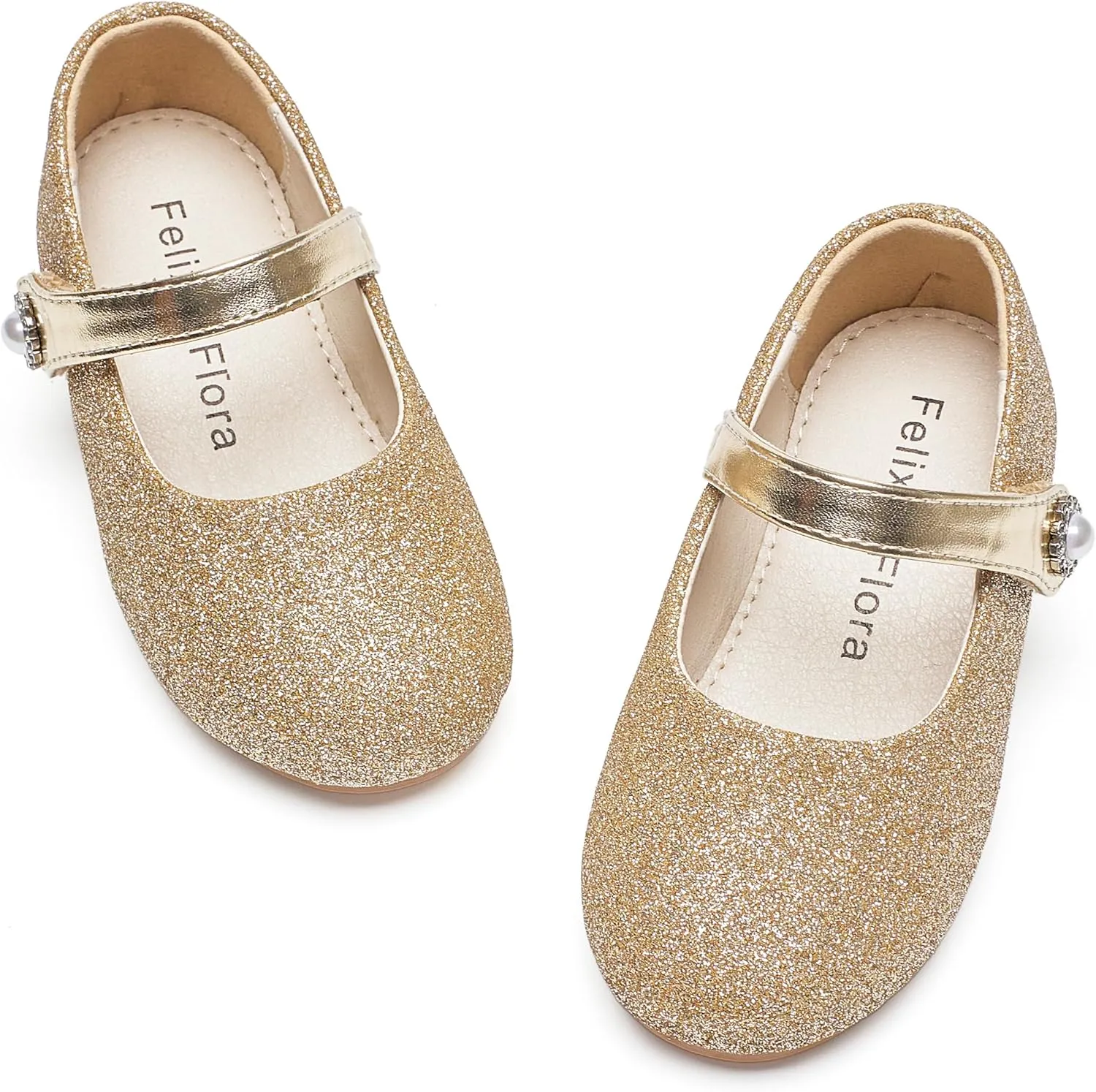 Felix & Flora Girls Toddler Little Ballet Shoes - Flower Girls Mary Jane Flats Dress Shoes Party Wedding