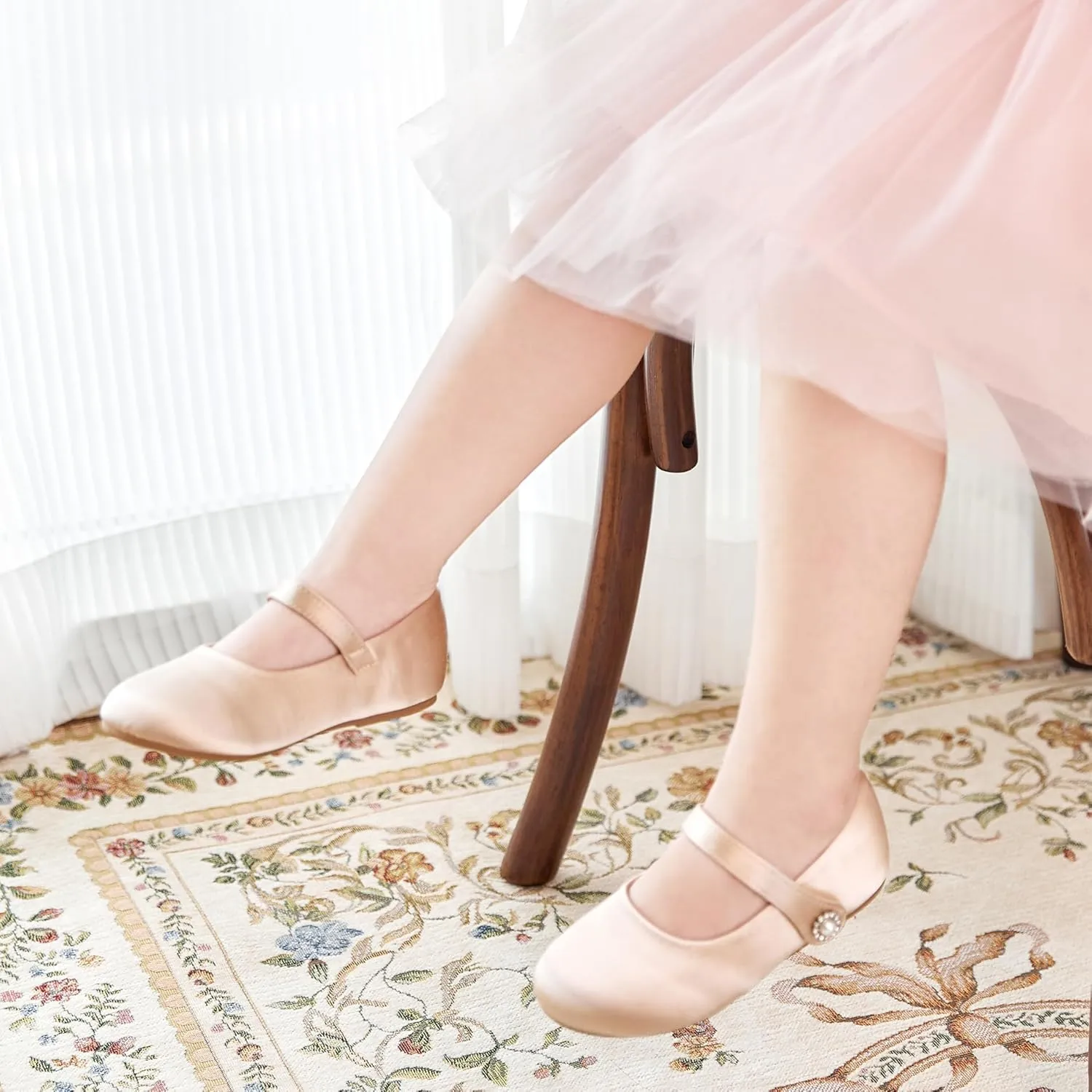 Felix & Flora Girls Toddler Little Ballet Shoes - Flower Girls Mary Jane Flats Dress Shoes Party Wedding