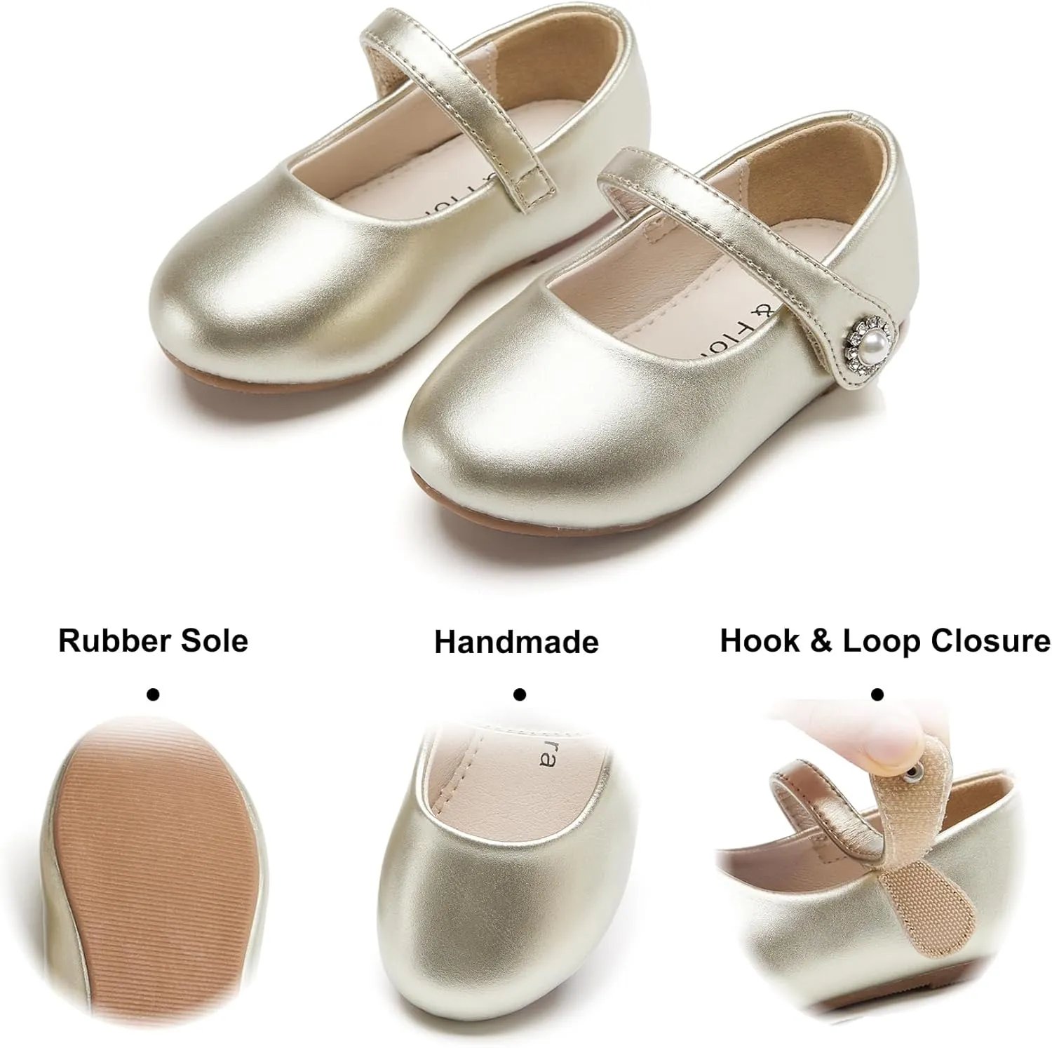 Felix & Flora Girls Toddler Little Ballet Shoes - Flower Girls Mary Jane Flats Dress Shoes Party Wedding