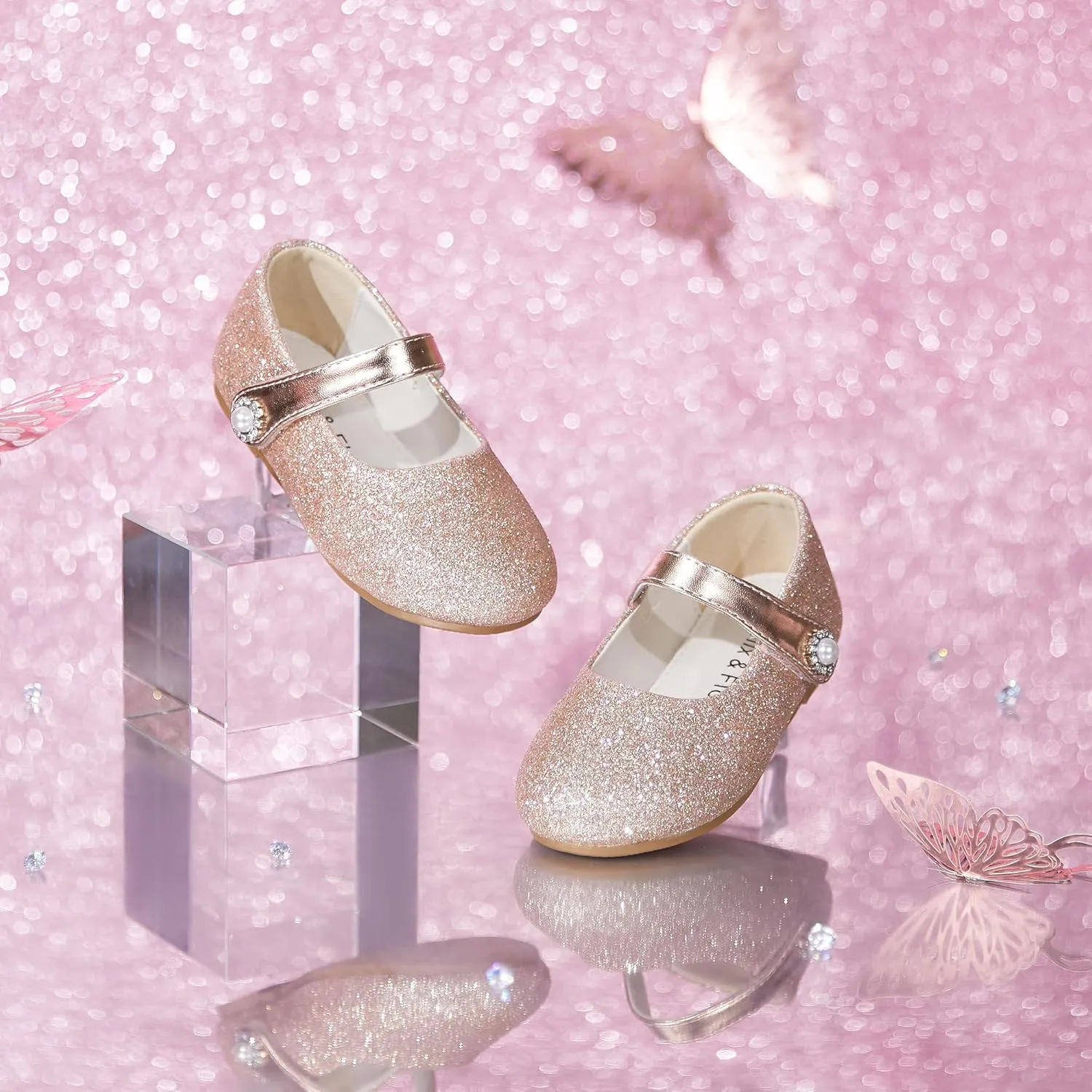 Felix & Flora Girls Toddler Little Ballet Shoes - Flower Girls Mary Jane Flats Dress Shoes Party Wedding