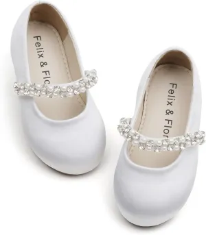 Felix & Flora Girls Toddler Little Ballet Shoes - Flower Girls Mary Jane Flats Dress Shoes Party Wedding