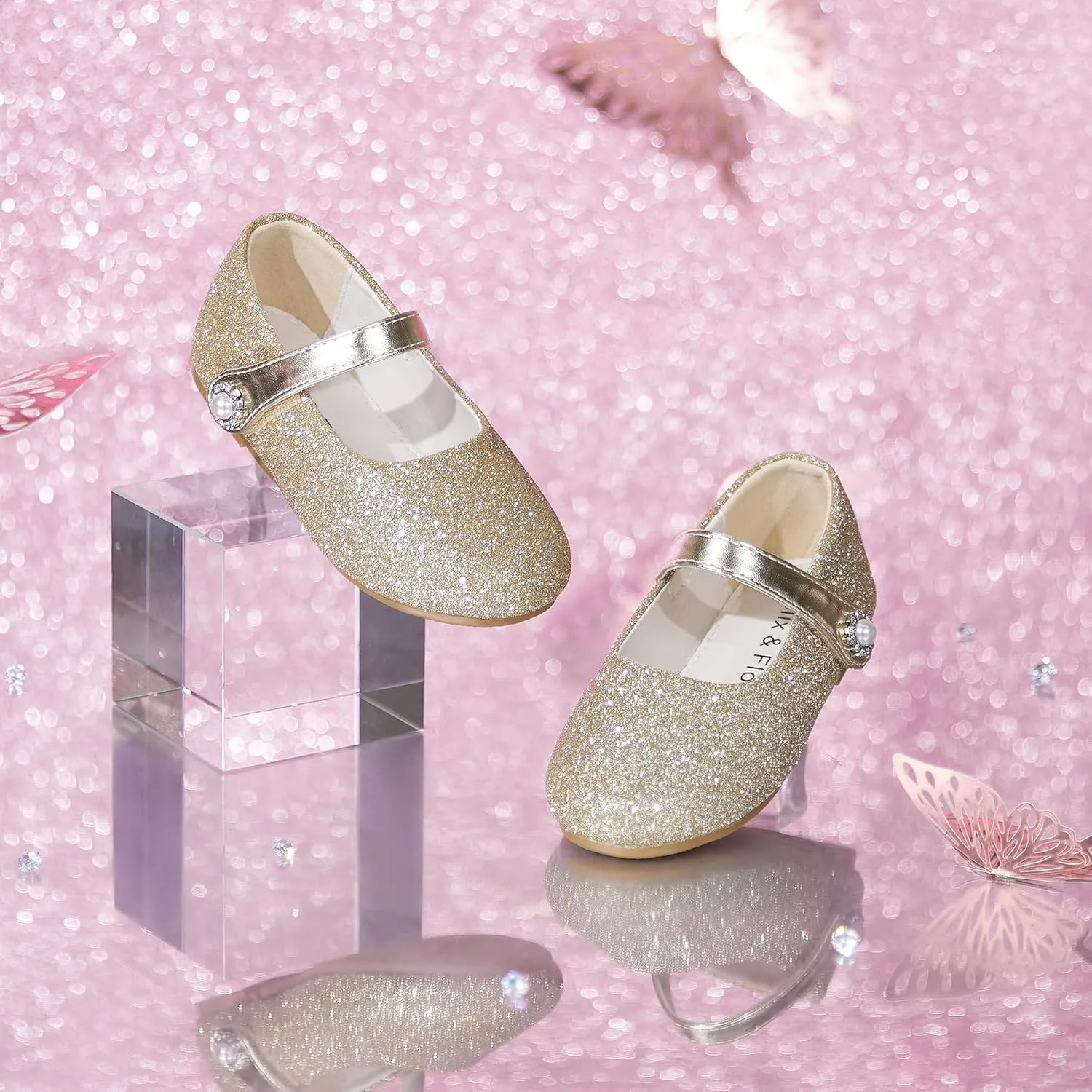Felix & Flora Girls Toddler Little Ballet Shoes - Flower Girls Mary Jane Flats Dress Shoes Party Wedding