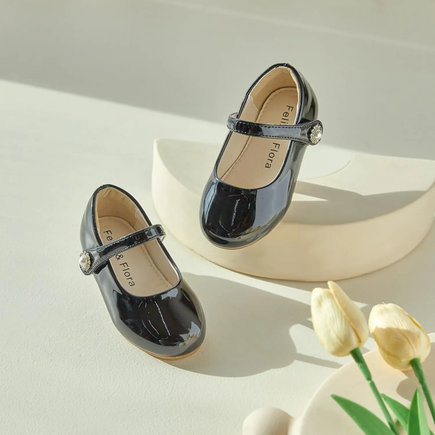 Felix & Flora Girls Toddler Little Ballet Shoes - Flower Girls Mary Jane Flats Dress Shoes Party Wedding
