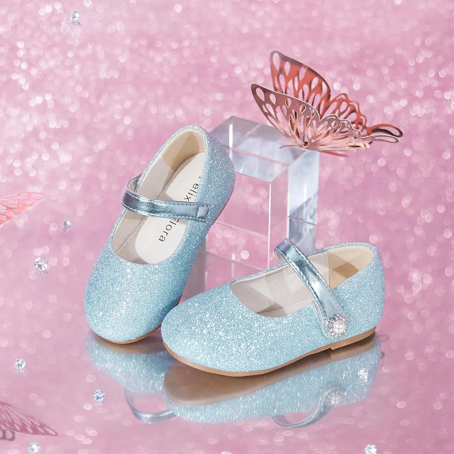 Felix & Flora Girls Toddler Little Ballet Shoes - Flower Girls Mary Jane Flats Dress Shoes Party Wedding