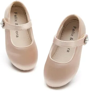 Felix & Flora Girls Toddler Little Ballet Shoes - Flower Girls Mary Jane Flats Dress Shoes Party Wedding