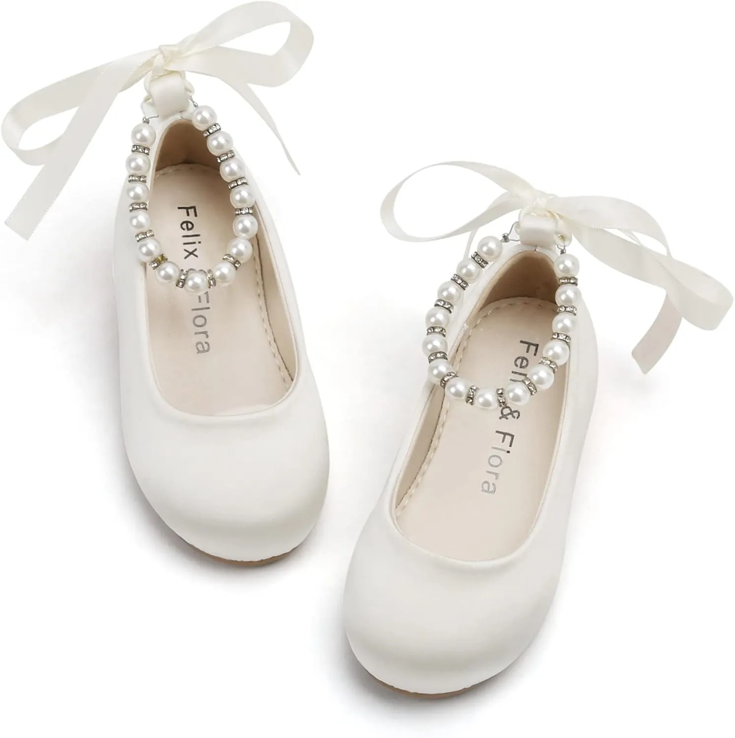 Felix & Flora Girls Toddler Little Ballet Shoes - Flower Girls Mary Jane Flats Dress Shoes Party Wedding
