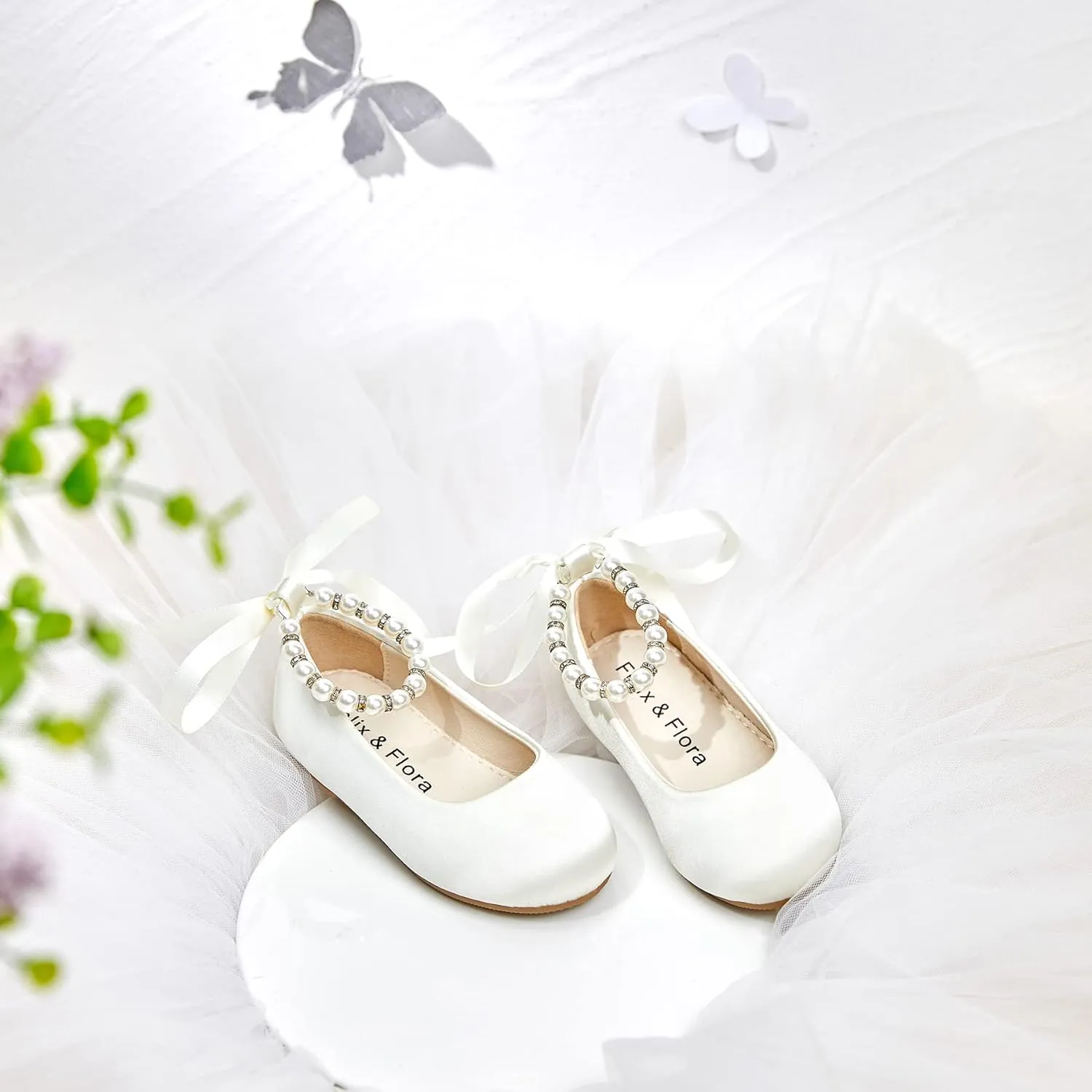 Felix & Flora Girls Toddler Little Ballet Shoes - Flower Girls Mary Jane Flats Dress Shoes Party Wedding