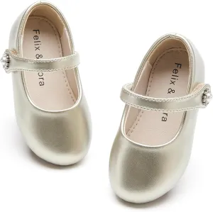 Felix & Flora Girls Toddler Little Ballet Shoes - Flower Girls Mary Jane Flats Dress Shoes Party Wedding