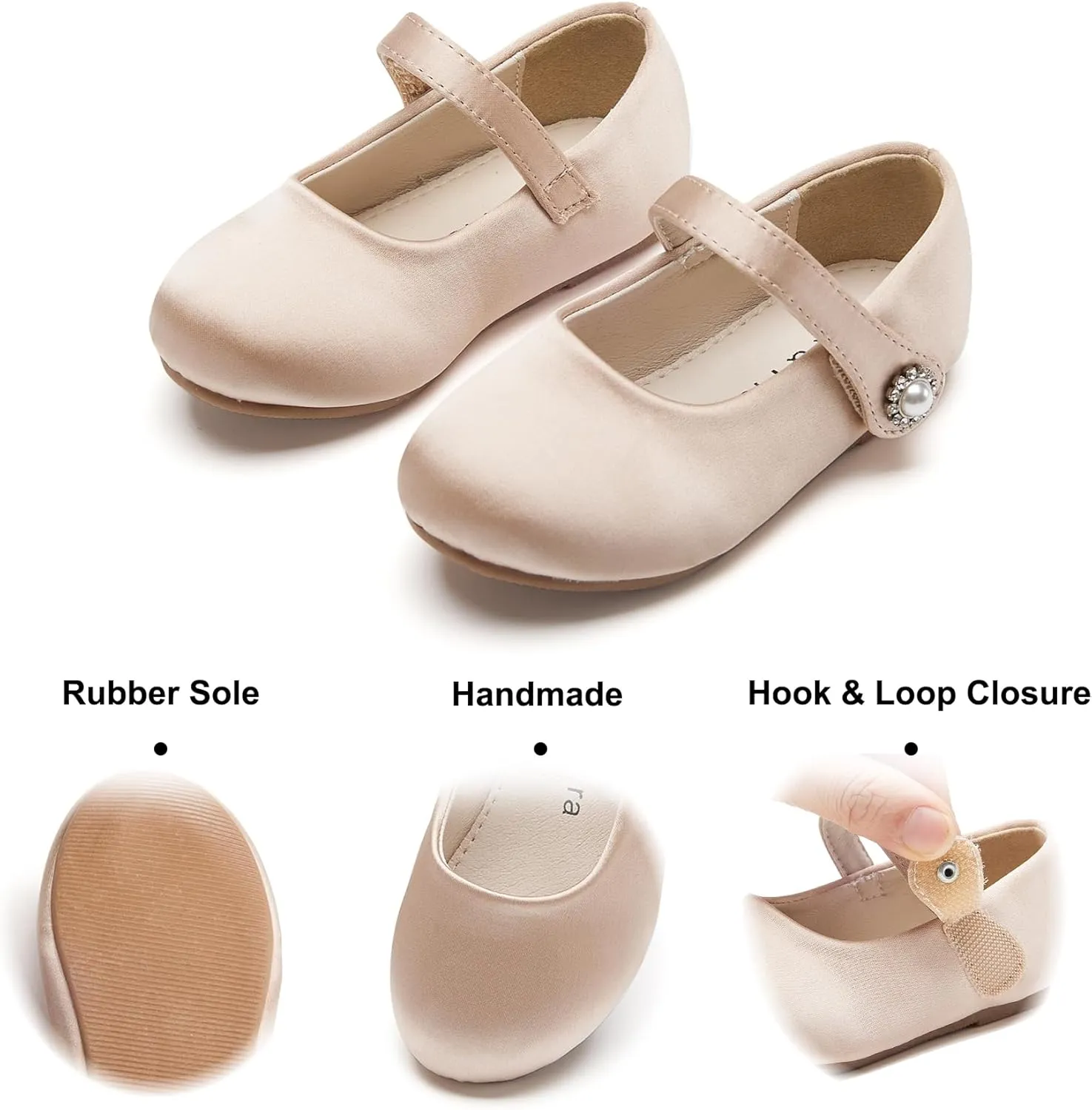 Felix & Flora Girls Toddler Little Ballet Shoes - Flower Girls Mary Jane Flats Dress Shoes Party Wedding
