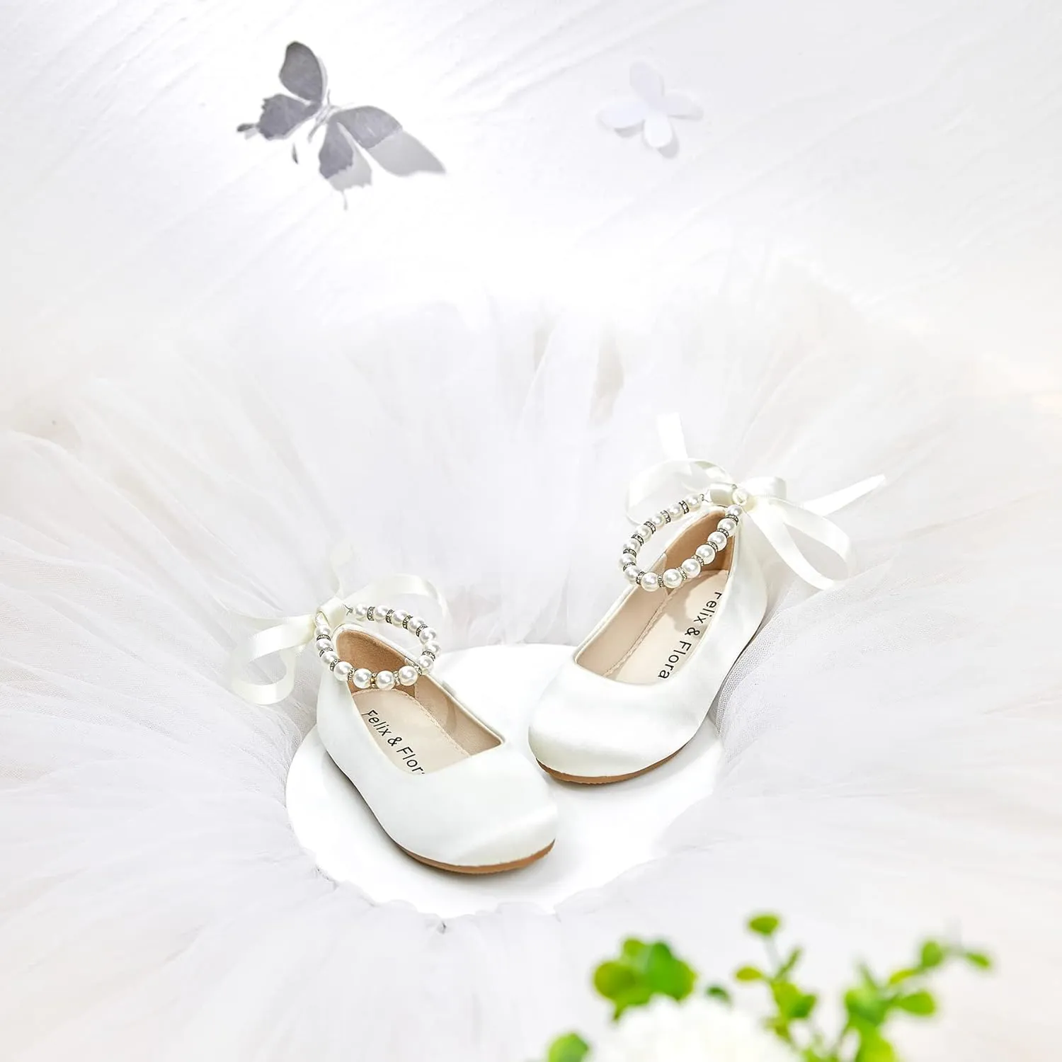 Felix & Flora Girls Toddler Little Ballet Shoes - Flower Girls Mary Jane Flats Dress Shoes Party Wedding