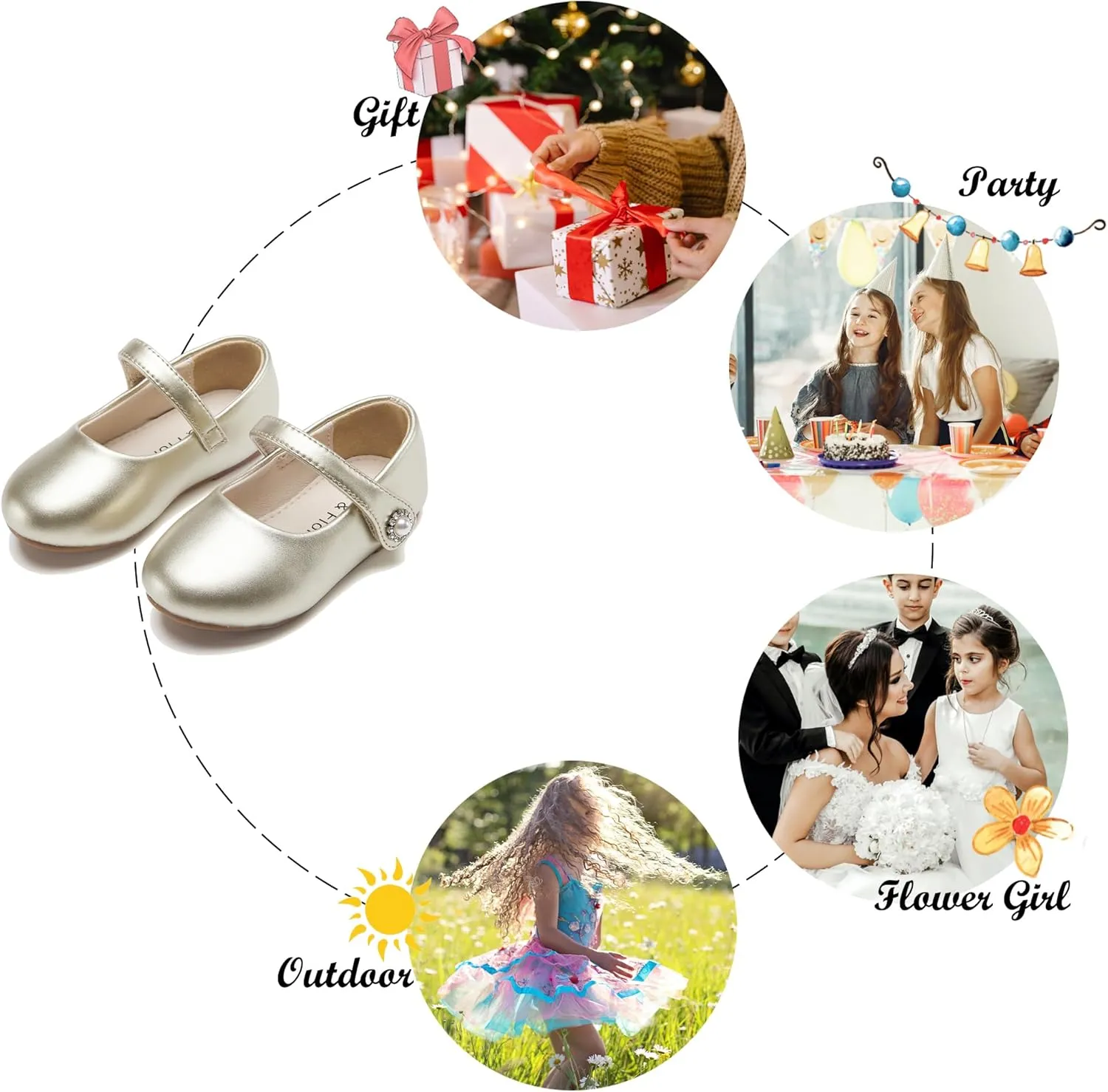 Felix & Flora Girls Toddler Little Ballet Shoes - Flower Girls Mary Jane Flats Dress Shoes Party Wedding