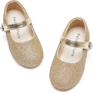 Felix & Flora Girls Toddler Little Ballet Shoes - Flower Girls Mary Jane Flats Dress Shoes Party Wedding