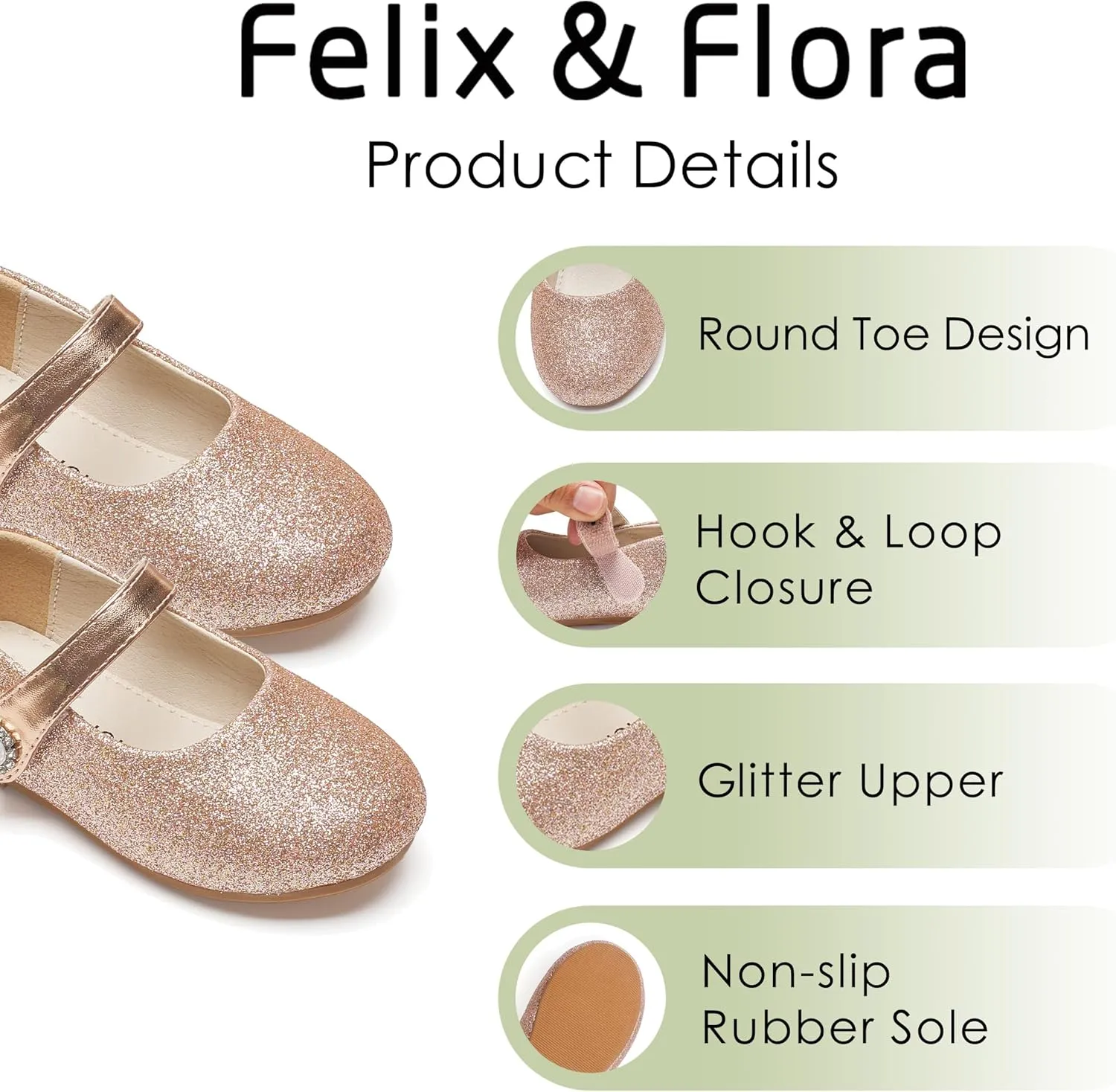 Felix & Flora Girls Toddler Little Ballet Shoes - Flower Girls Mary Jane Flats Dress Shoes Party Wedding