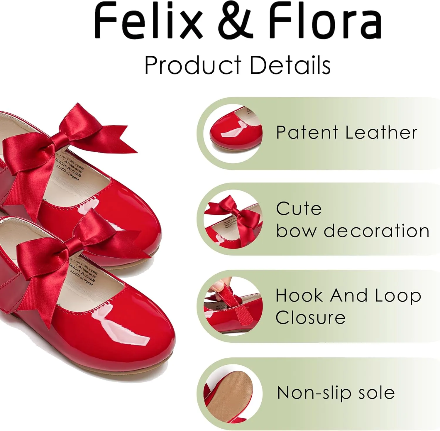 Felix & Flora Toddler Flower Girl Dress Shoes - Girl Ballet Flats Party School Shoes Wedding