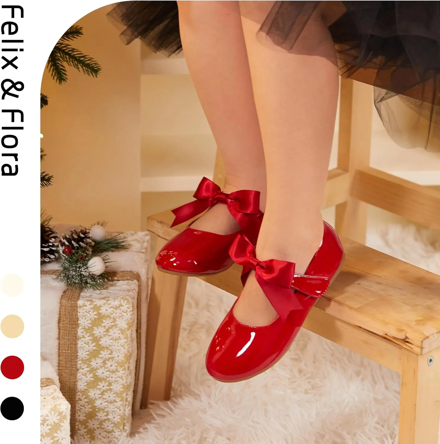 Felix & Flora Toddler Flower Girl Dress Shoes - Girl Ballet Flats Party School Shoes Wedding