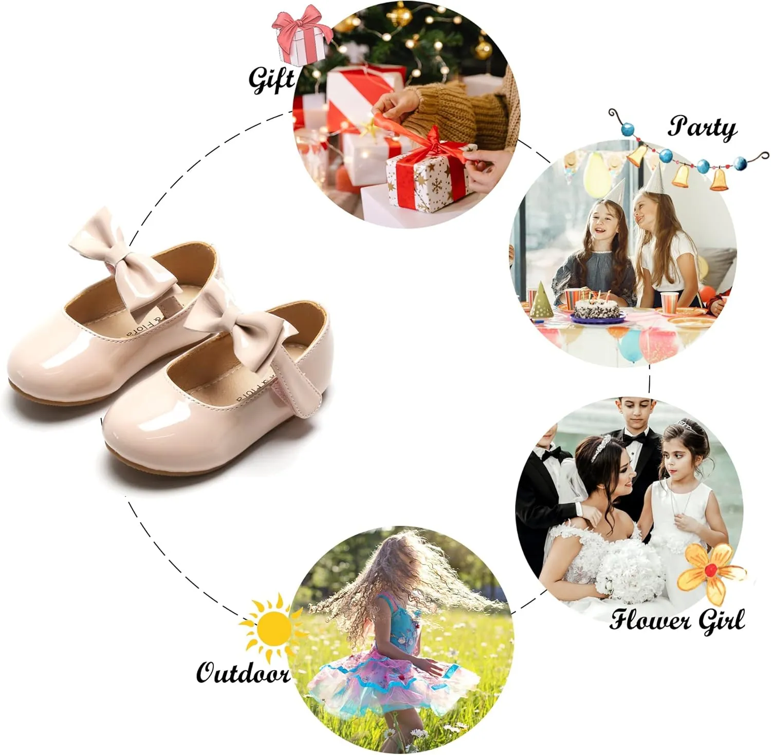 Felix & Flora Toddler Flower Girl Dress Shoes - Girl Ballet Flats Party School Shoes Wedding