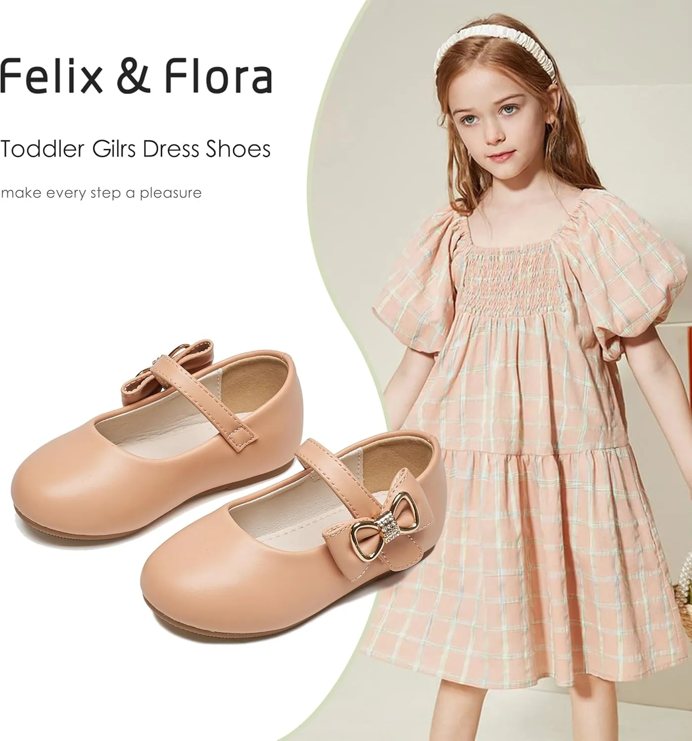Felix & Flora Toddler Flower Girl Dress Shoes - Girl Ballet Flats Party School Shoes Wedding