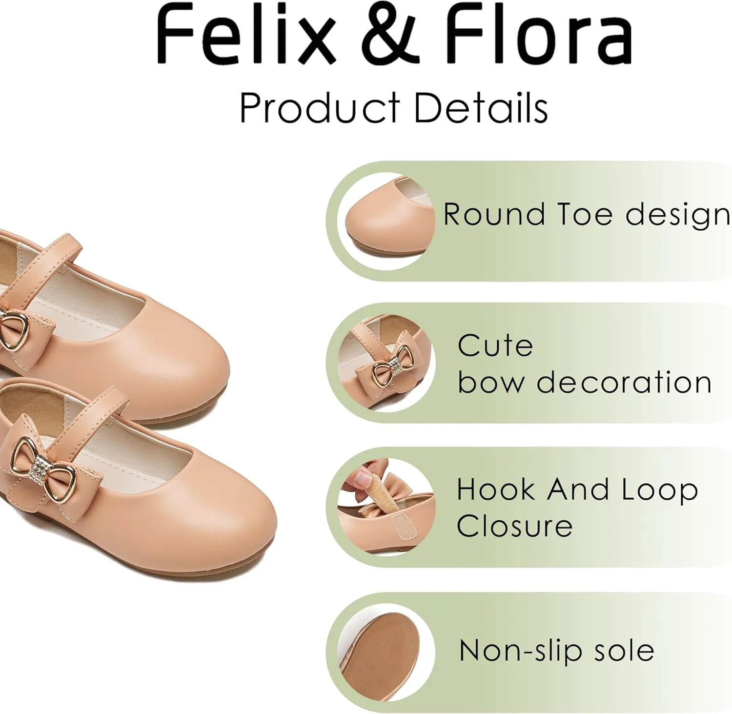 Felix & Flora Toddler Flower Girl Dress Shoes - Girl Ballet Flats Party School Shoes Wedding