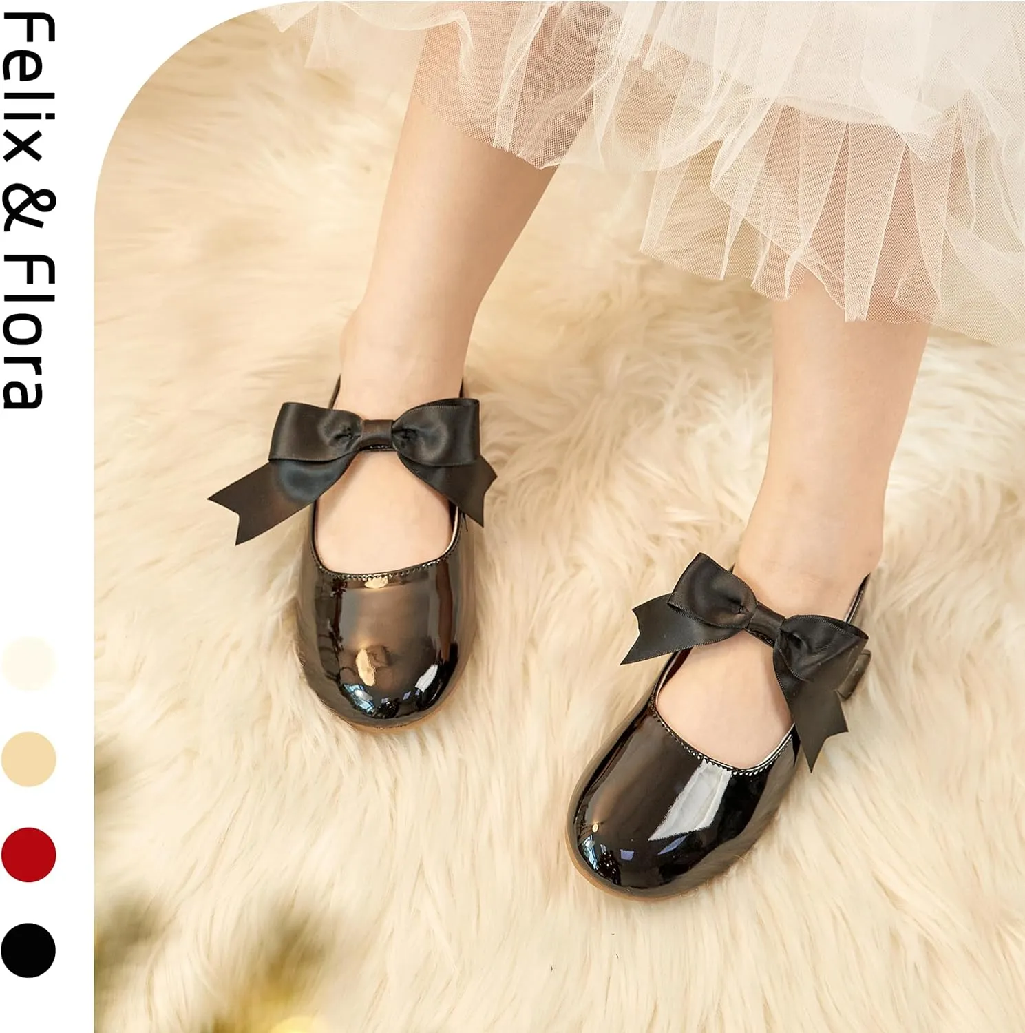 Felix & Flora Toddler Flower Girl Dress Shoes - Girl Ballet Flats Party School Shoes Wedding