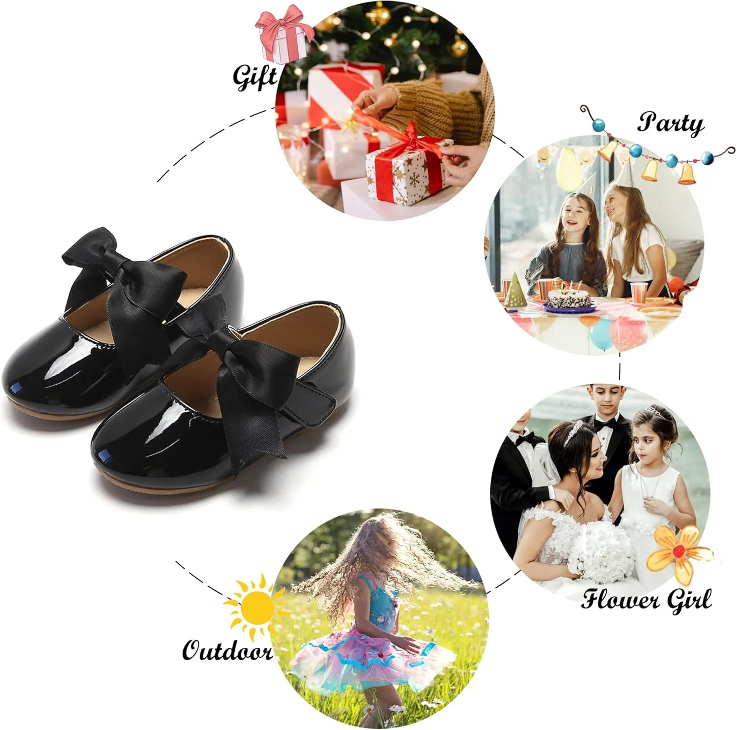Felix & Flora Toddler Flower Girl Dress Shoes - Girl Ballet Flats Party School Shoes Wedding