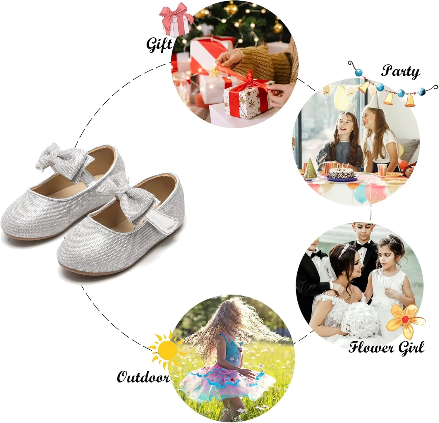 Felix & Flora Toddler Flower Girl Dress Shoes - Girl Ballet Flats Party School Shoes Wedding