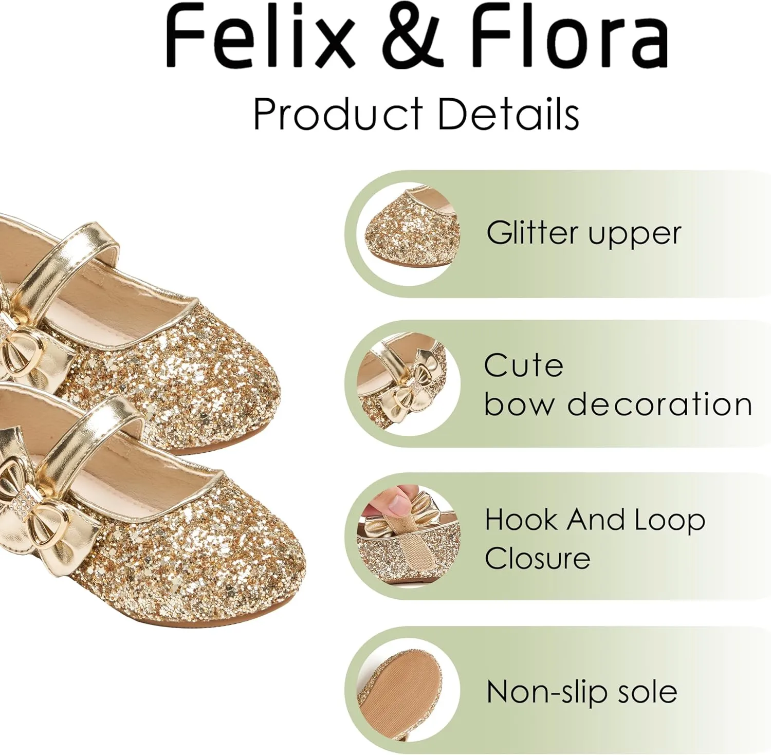 Felix & Flora Toddler Flower Girl Dress Shoes - Girl Ballet Flats Party School Shoes Wedding